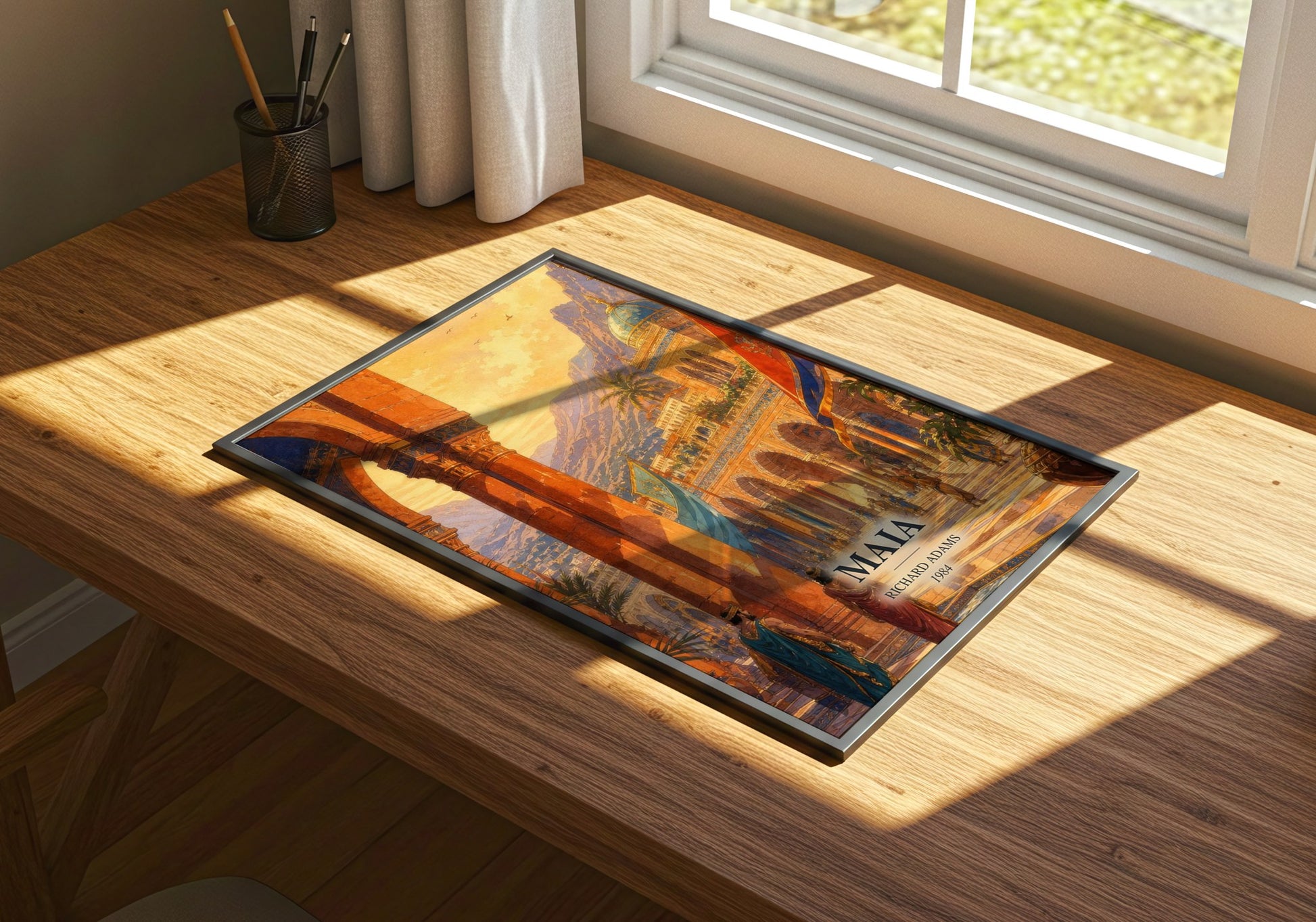 Maia watercolour book poster framed on wall – fantasy wall art