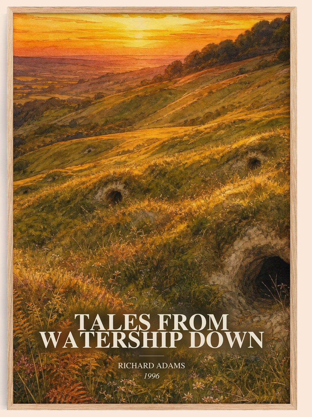 Tales From Watership Down watercolour book poster by Richard Adams – framed literary art print