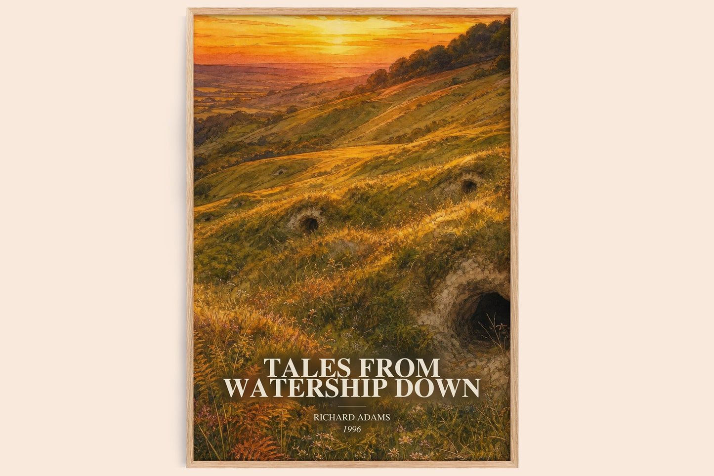 Tales From Watership Down watercolour book poster by Richard Adams – framed literary art print