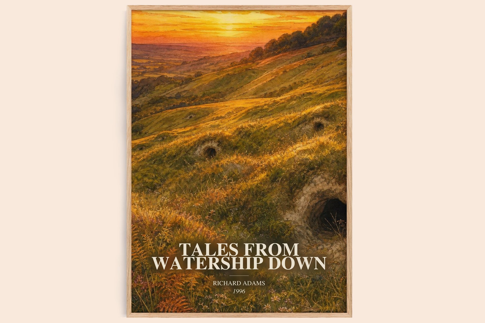 Tales From Watership Down watercolour book poster by Richard Adams – framed literary art print
