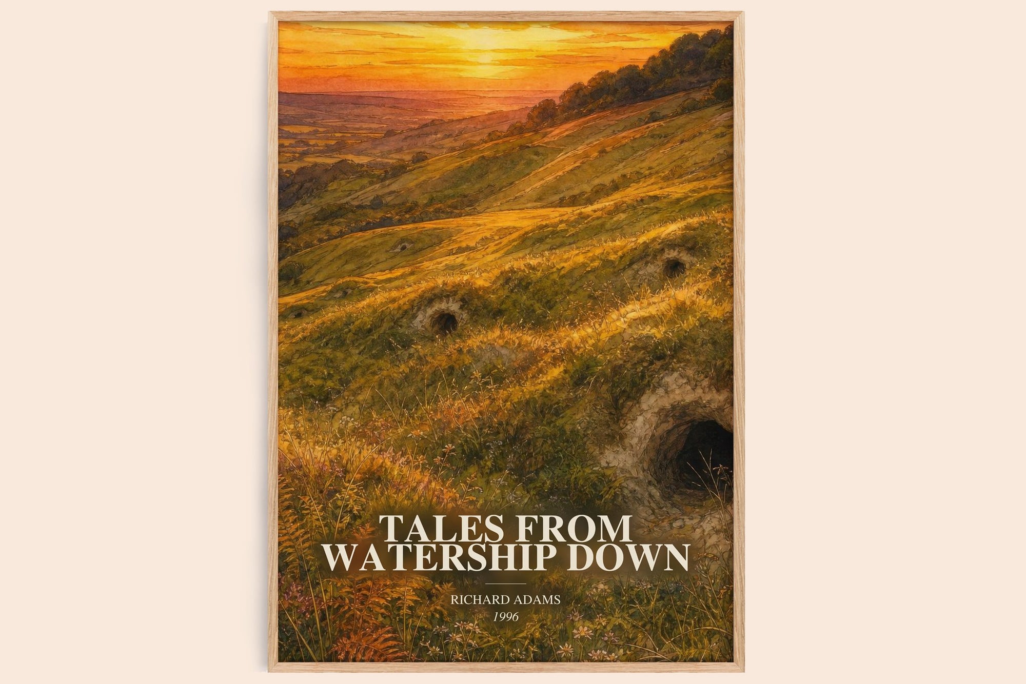 Tales From Watership Down watercolour book poster by Richard Adams – framed literary art print