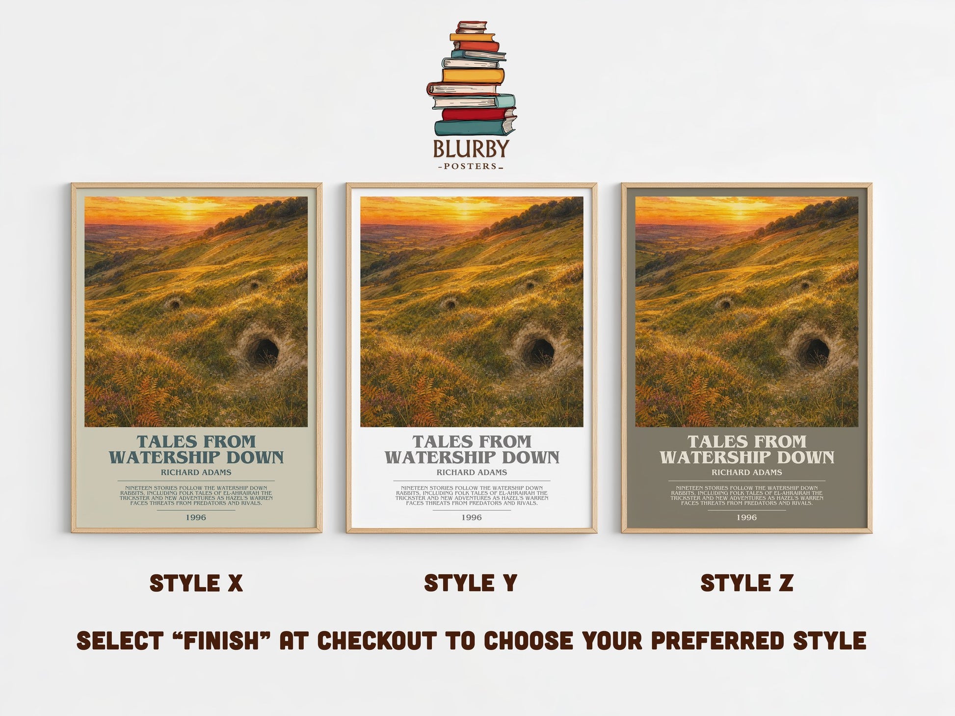 Tales From Watership Down bookish print in frame leaning in hallway – fantasy wall art