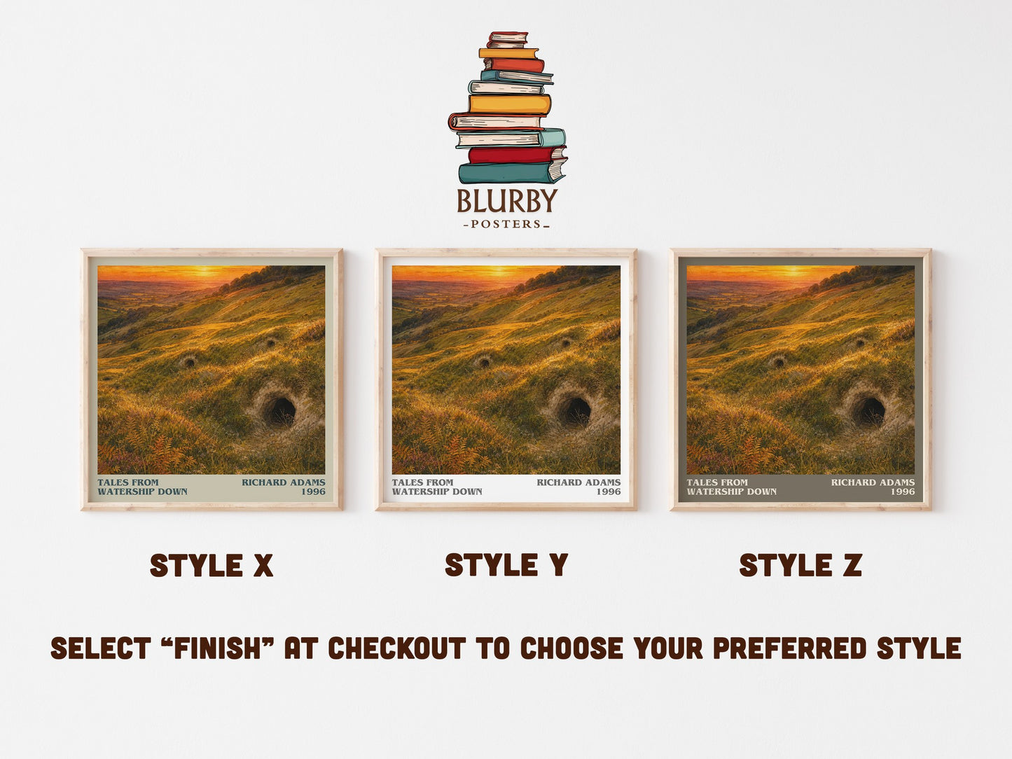 Tales From Watership Down literary print in frame leaning in hallway – fantasy wall art