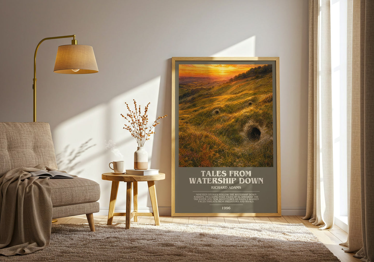 Tales From Watership Down bookish print on bookshelf – Richard Adams fan gift