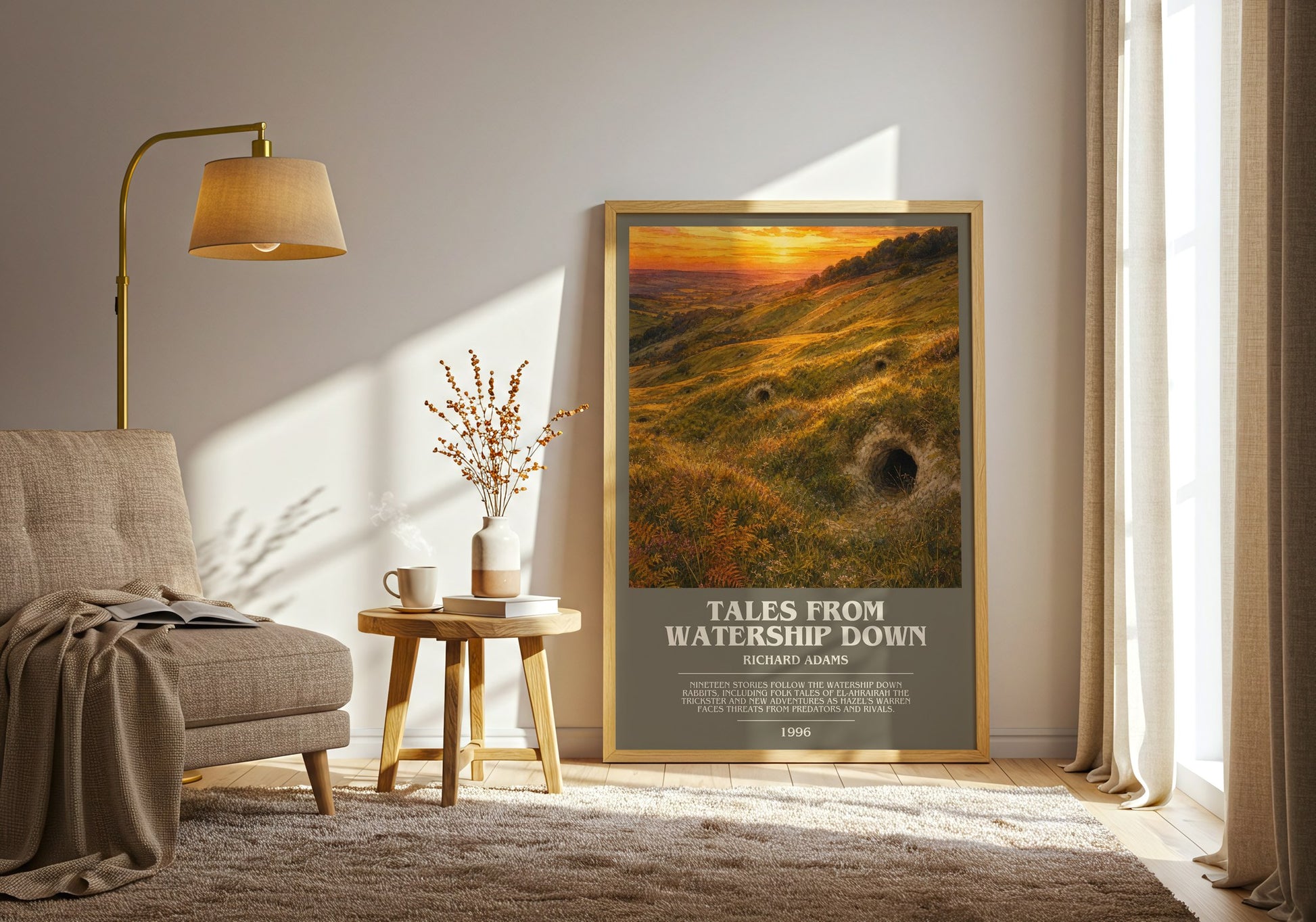Tales From Watership Down bookish print on bookshelf – Richard Adams fan gift