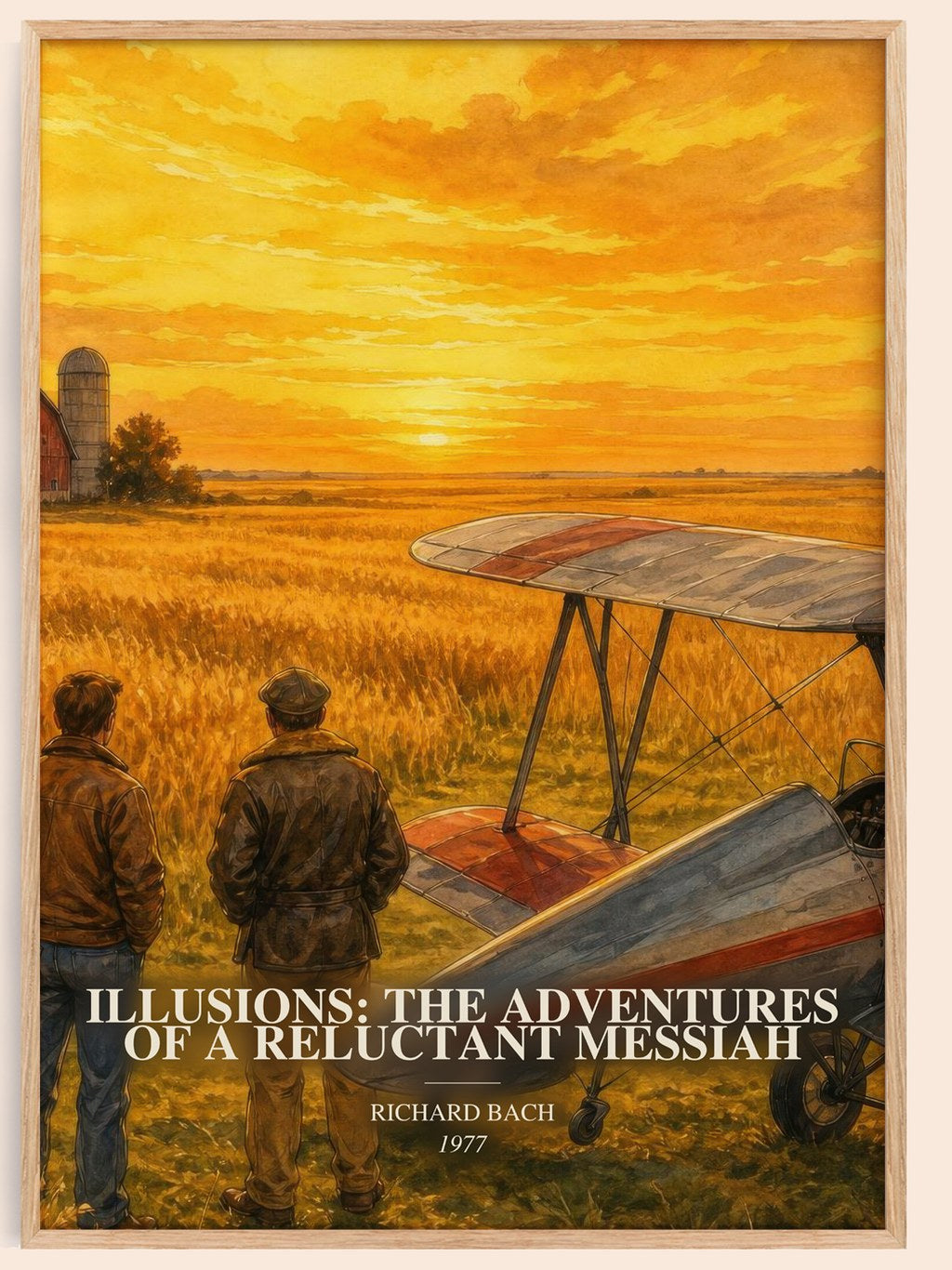 Illusions: The Adventures Of A Reluctant Messiah watercolour book poster by Richard Bach – framed literary art print