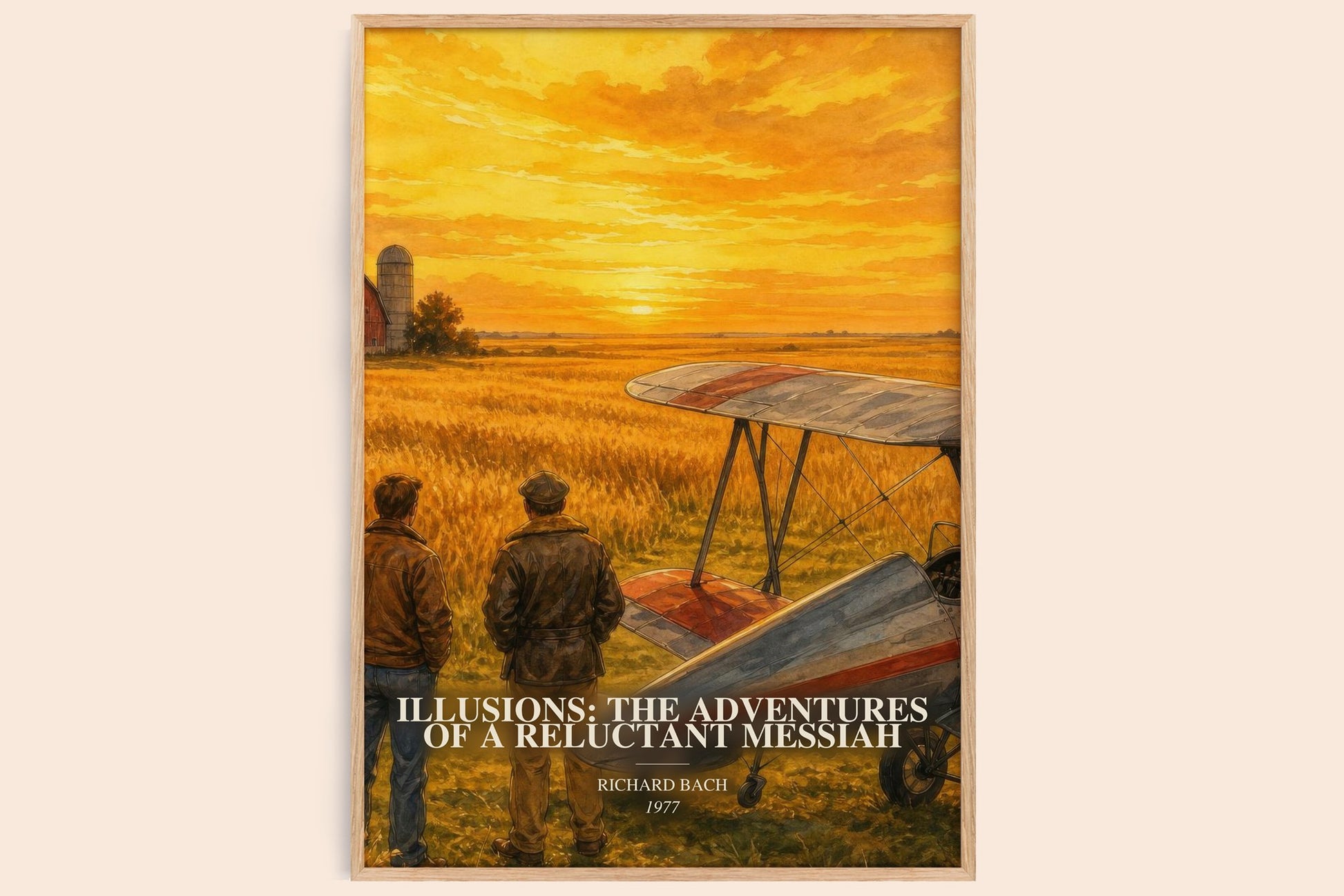 Illusions: The Adventures Of A Reluctant Messiah watercolour book poster by Richard Bach – framed literary art print
