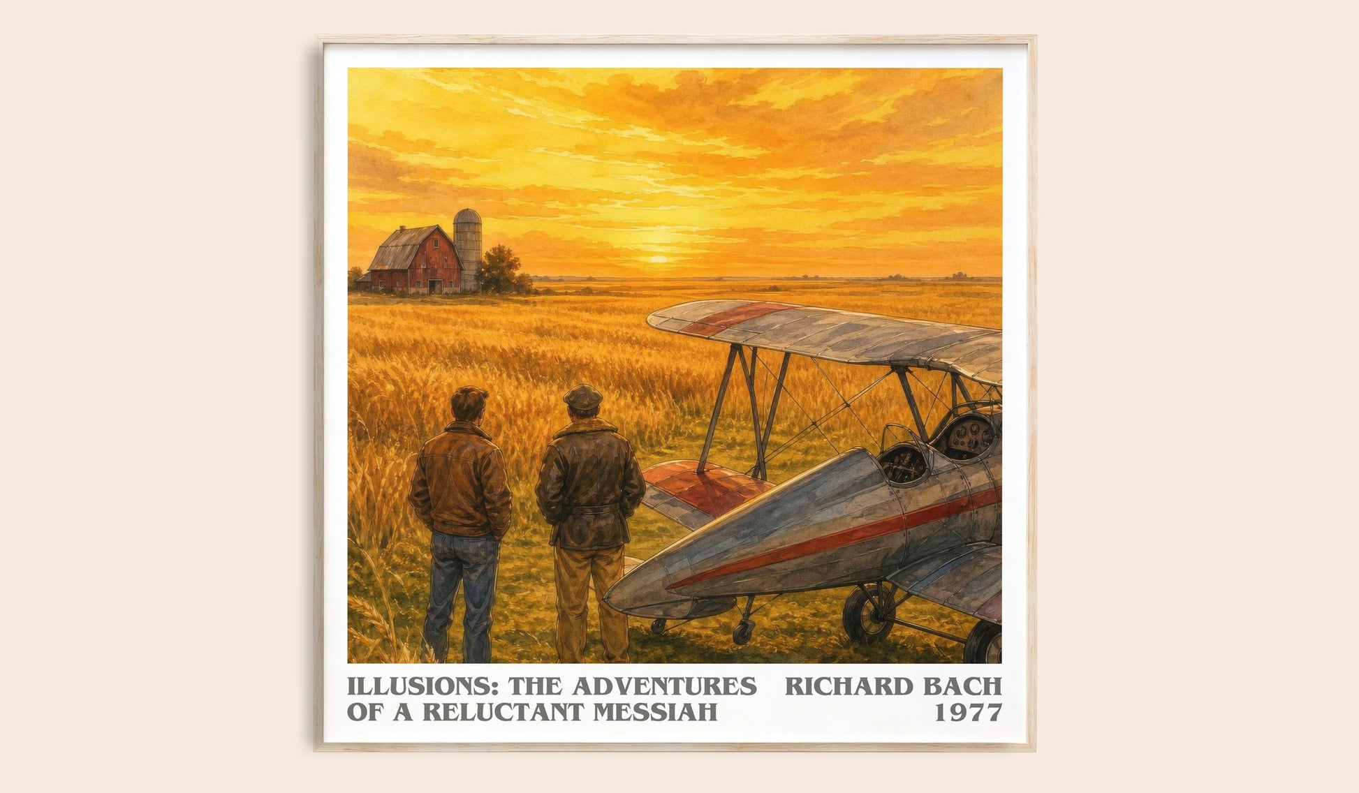 Illusions: The Adventures Of A Reluctant Messiah literary book poster by Richard Bach – framed literary art print