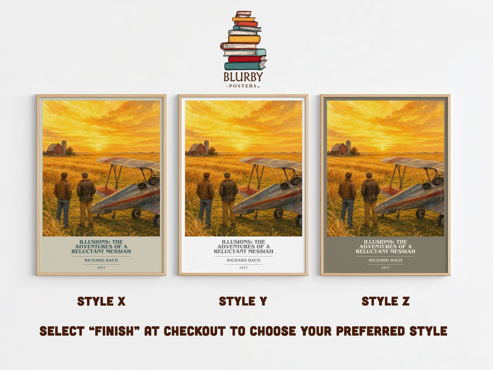 Illusions: The Adventures Of A Reluctant Messiah book cover print in frame leaning in hallway – philosophy wall art