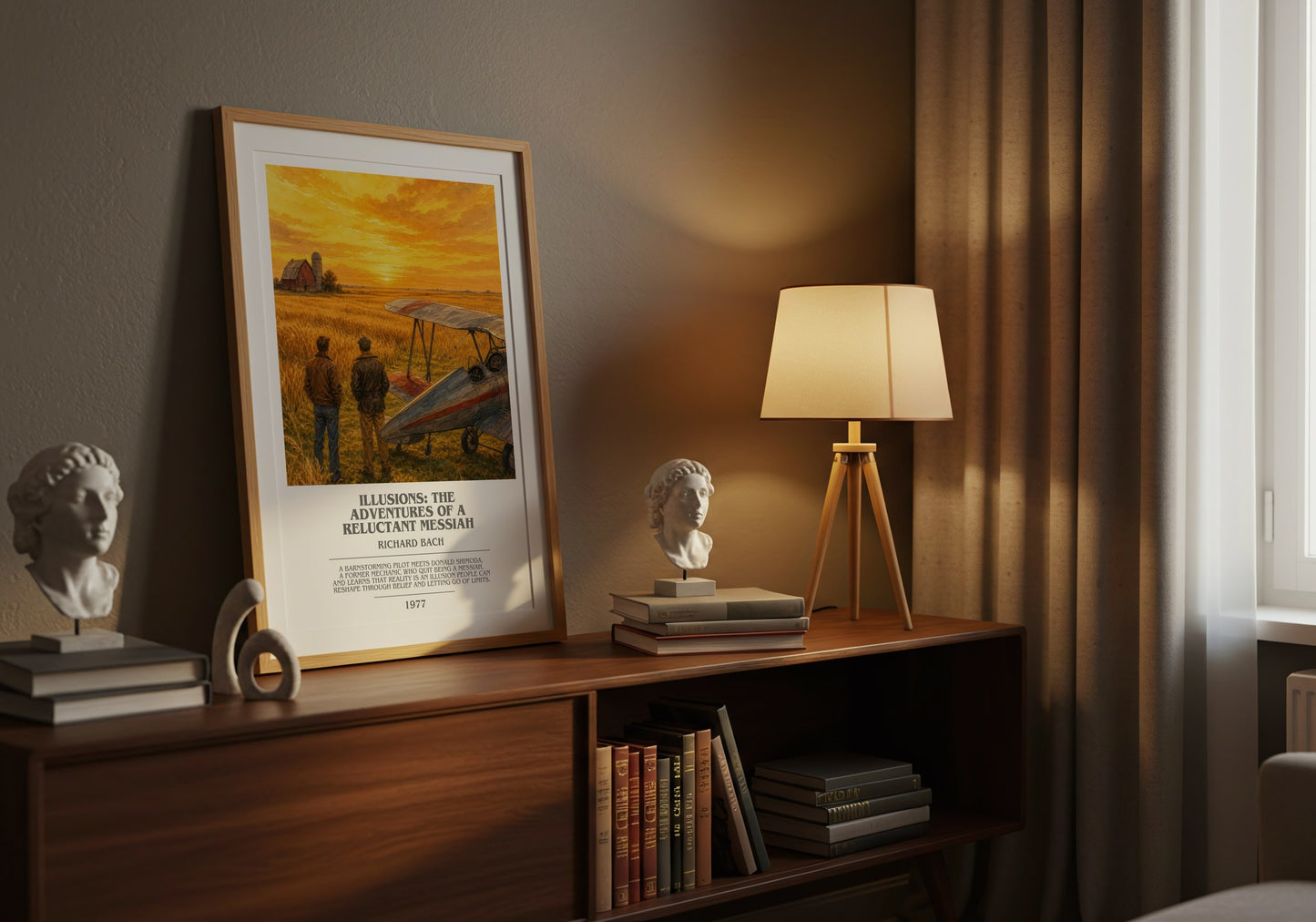 Illusions: The Adventures Of A Reluctant Messiah bookish book poster framed on wall – philosophy wall art