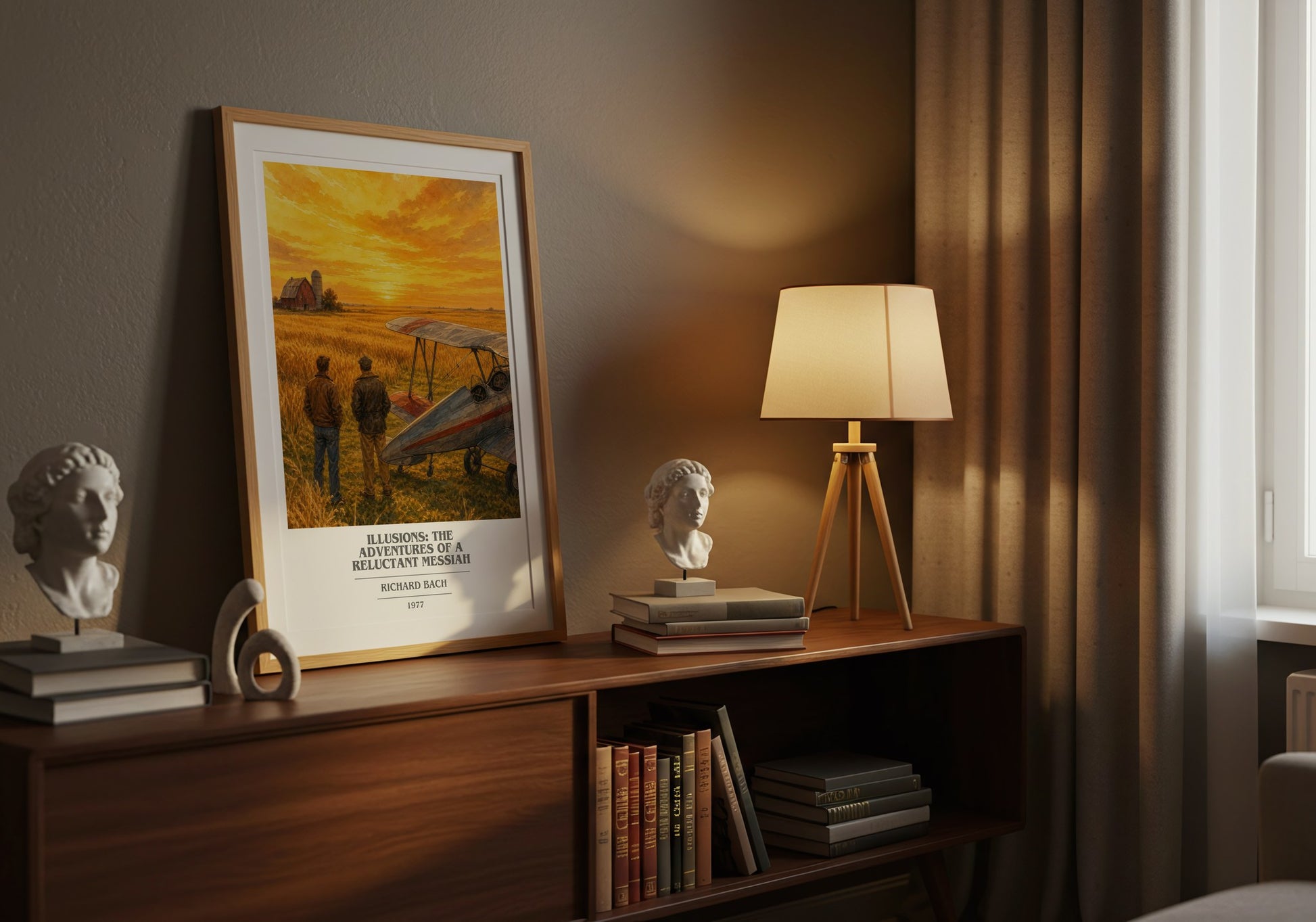Illusions: The Adventures Of A Reluctant Messiah book cover book poster framed on wall – philosophy wall art