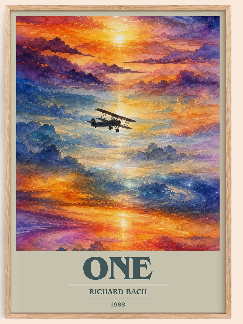 One book cover book poster by Richard Bach – framed literary art print