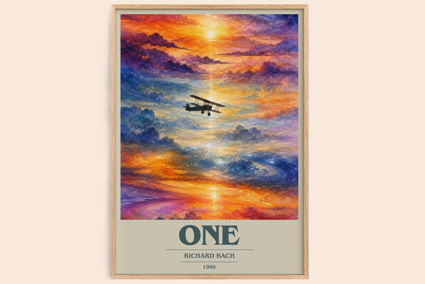 One book cover book poster by Richard Bach – framed literary art print