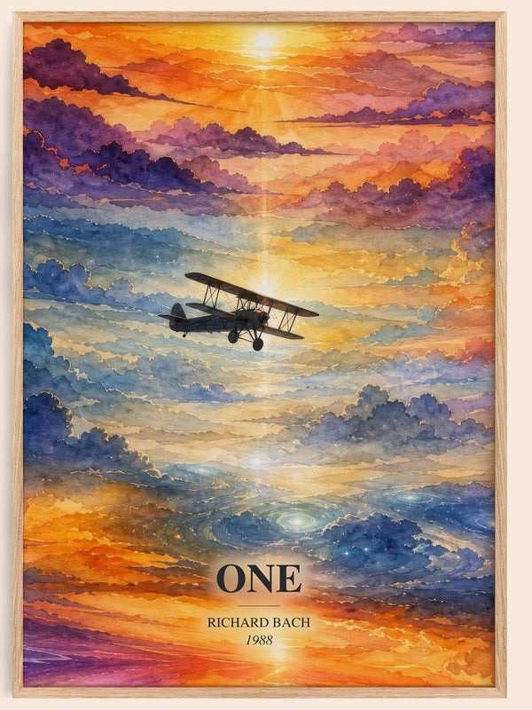 One watercolour book poster by Richard Bach – framed literary art print