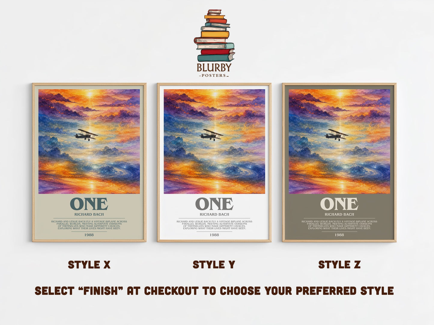 One bookish print in frame leaning in hallway – literary fiction wall art