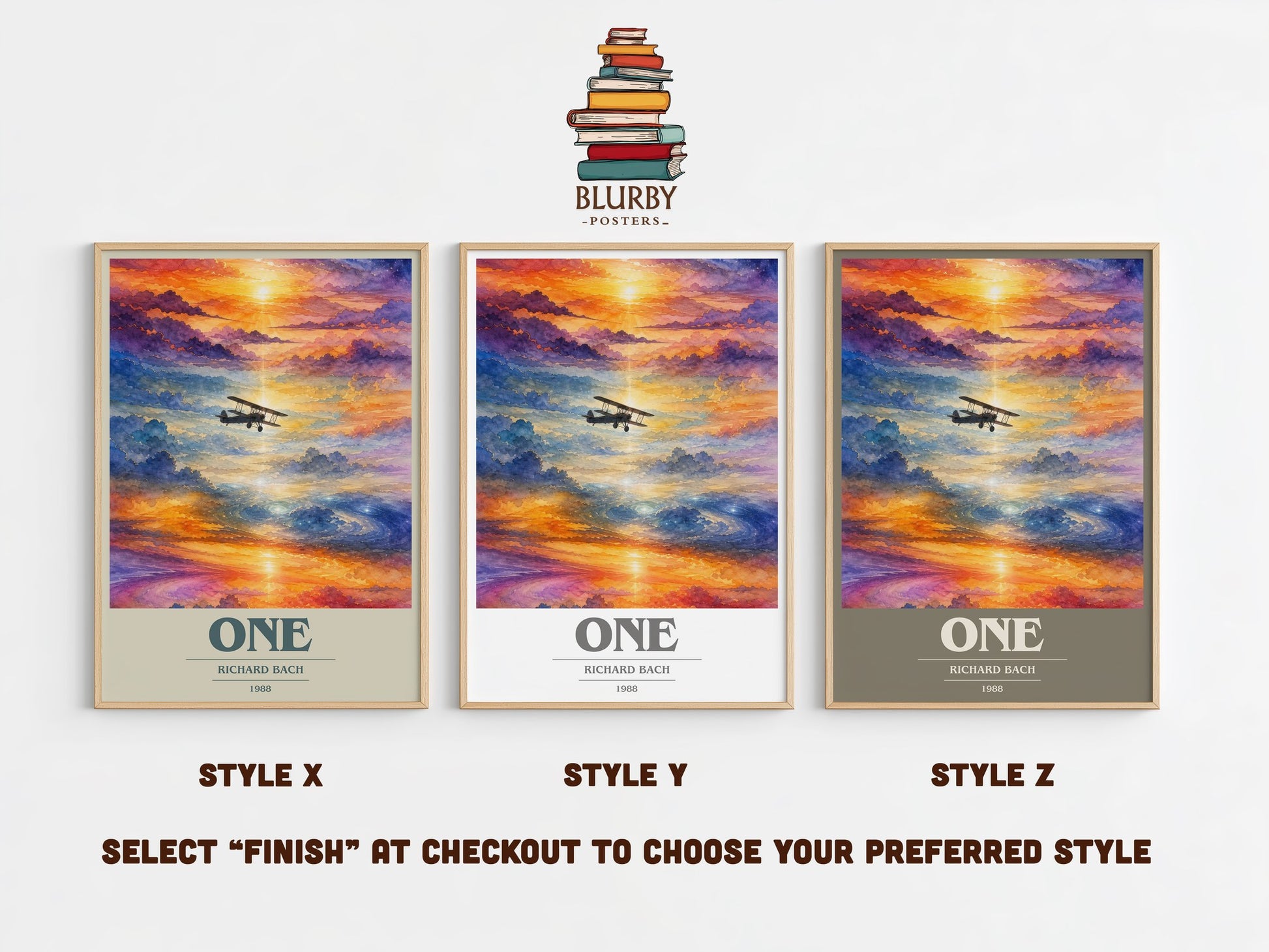 One book cover print in frame leaning in hallway – literary fiction wall art