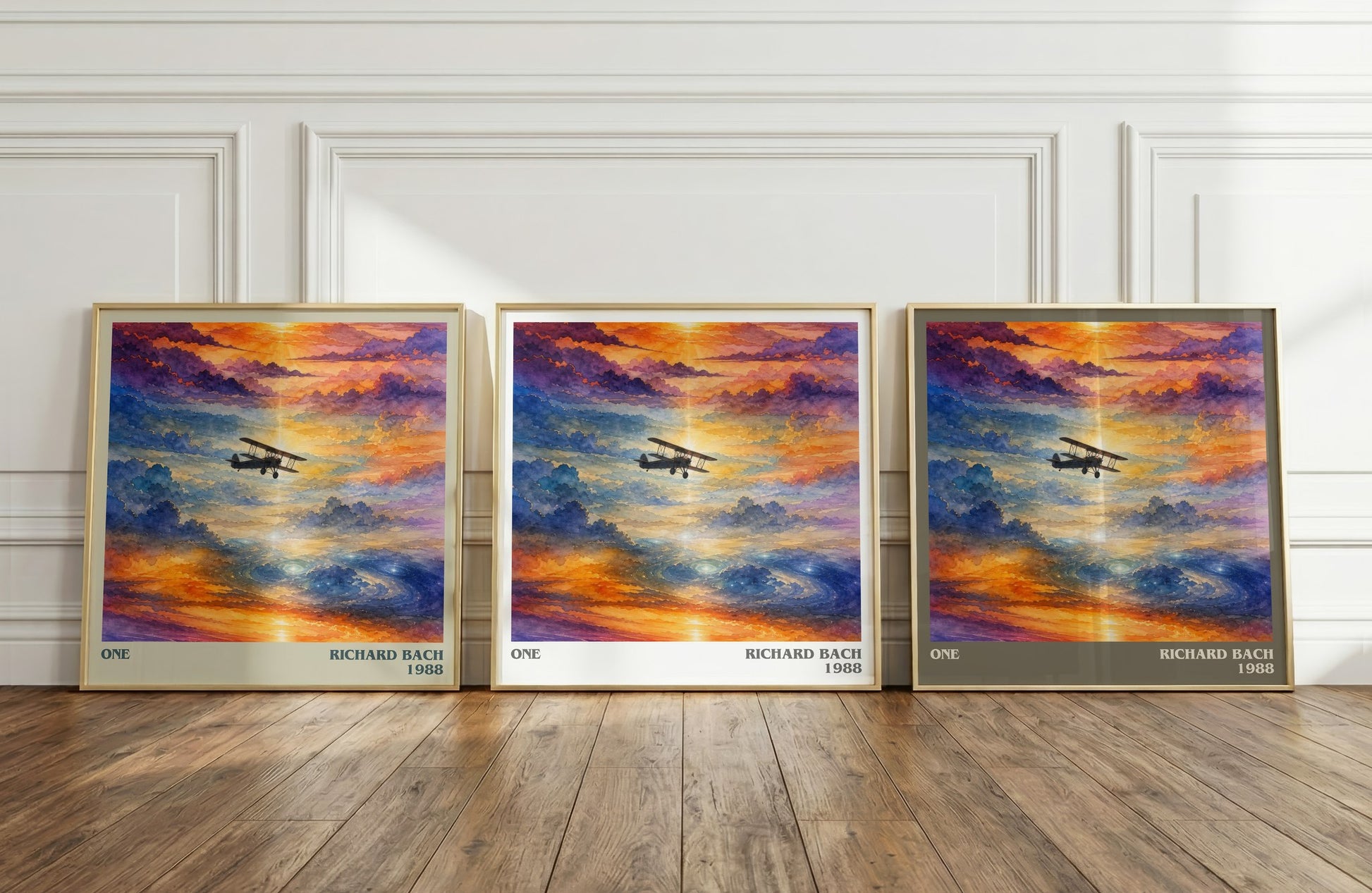 One literary art print colour and style options – Richard Bach book art