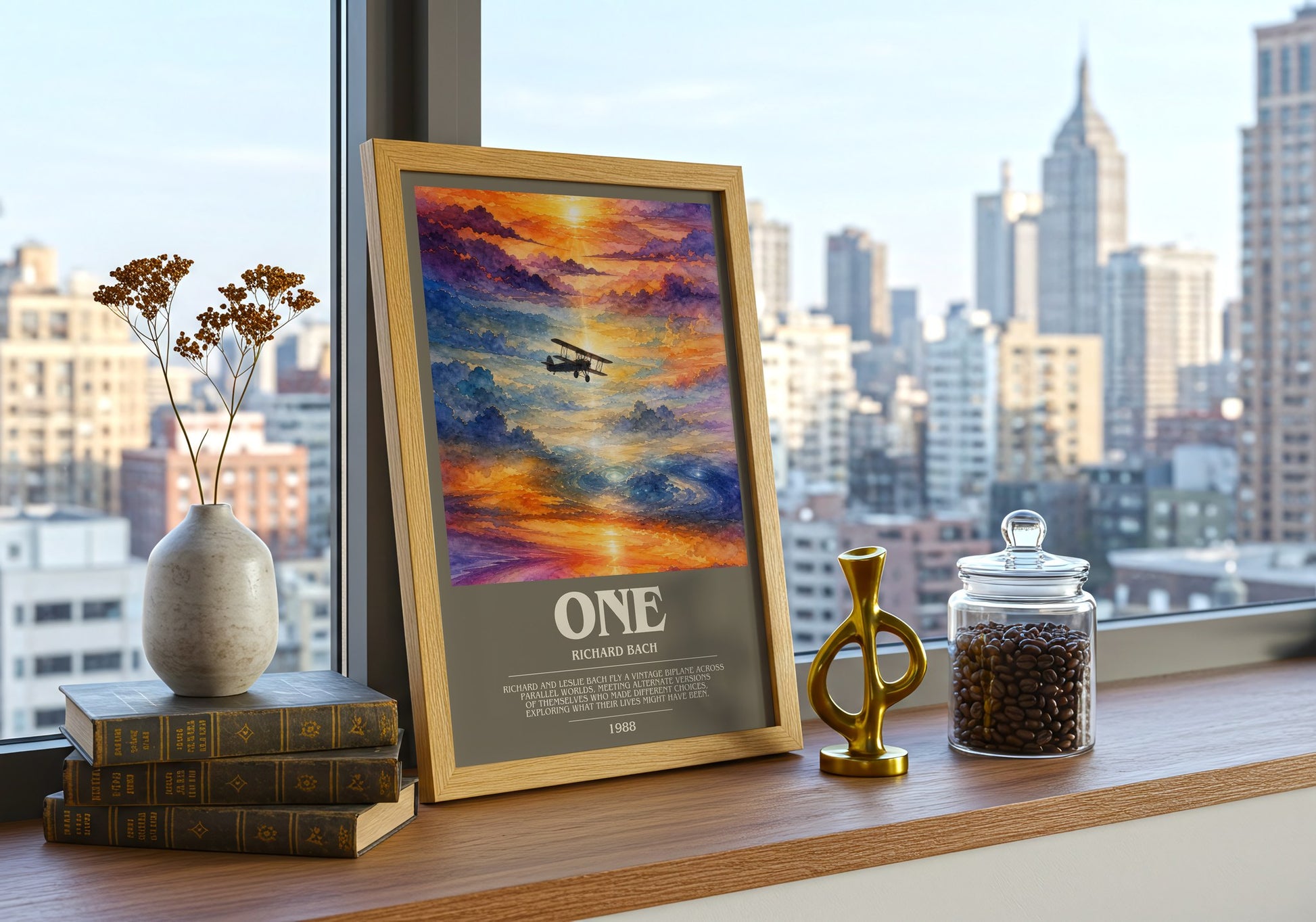 One bookish print framed by window – literary home decor