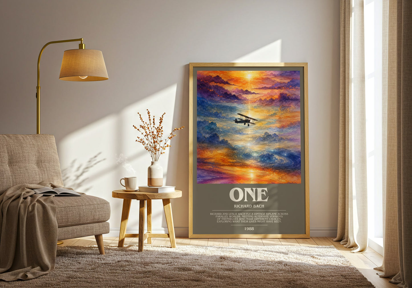 One bookish print on bookshelf – Richard Bach fan gift