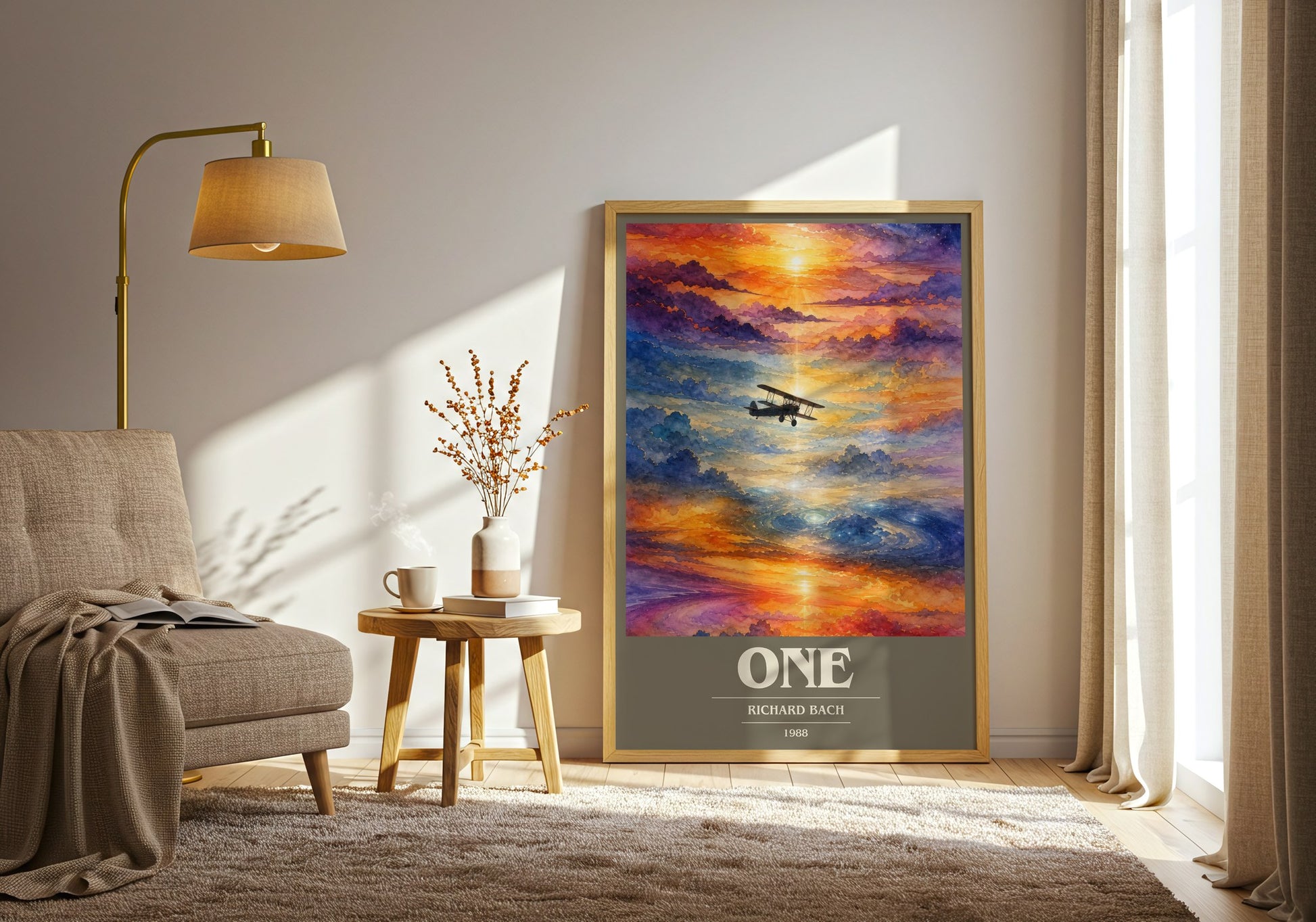 One book cover print on bookshelf – Richard Bach fan gift