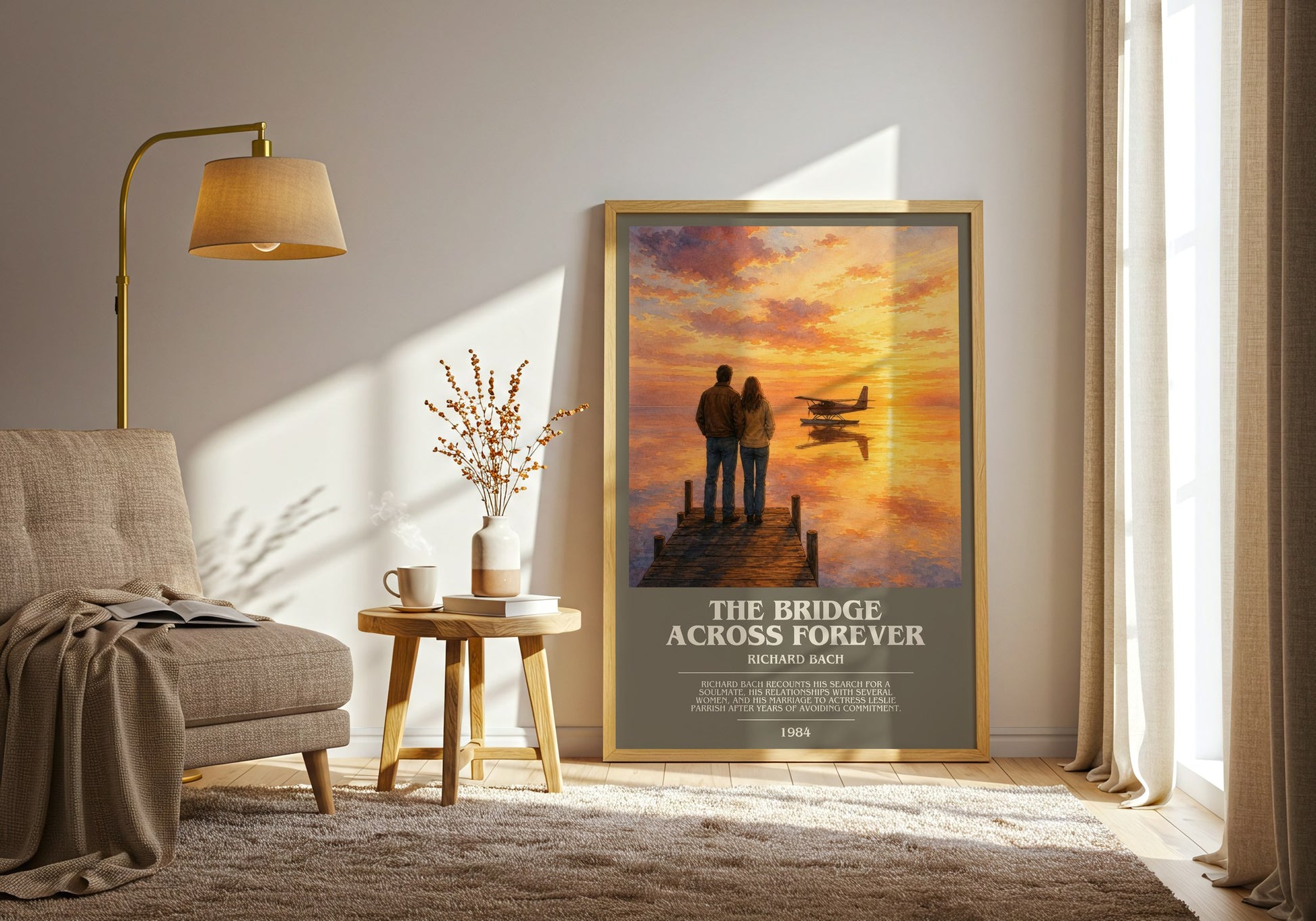 The Bridge Across Forever bookish print on bookshelf – Richard Bach fan gift
