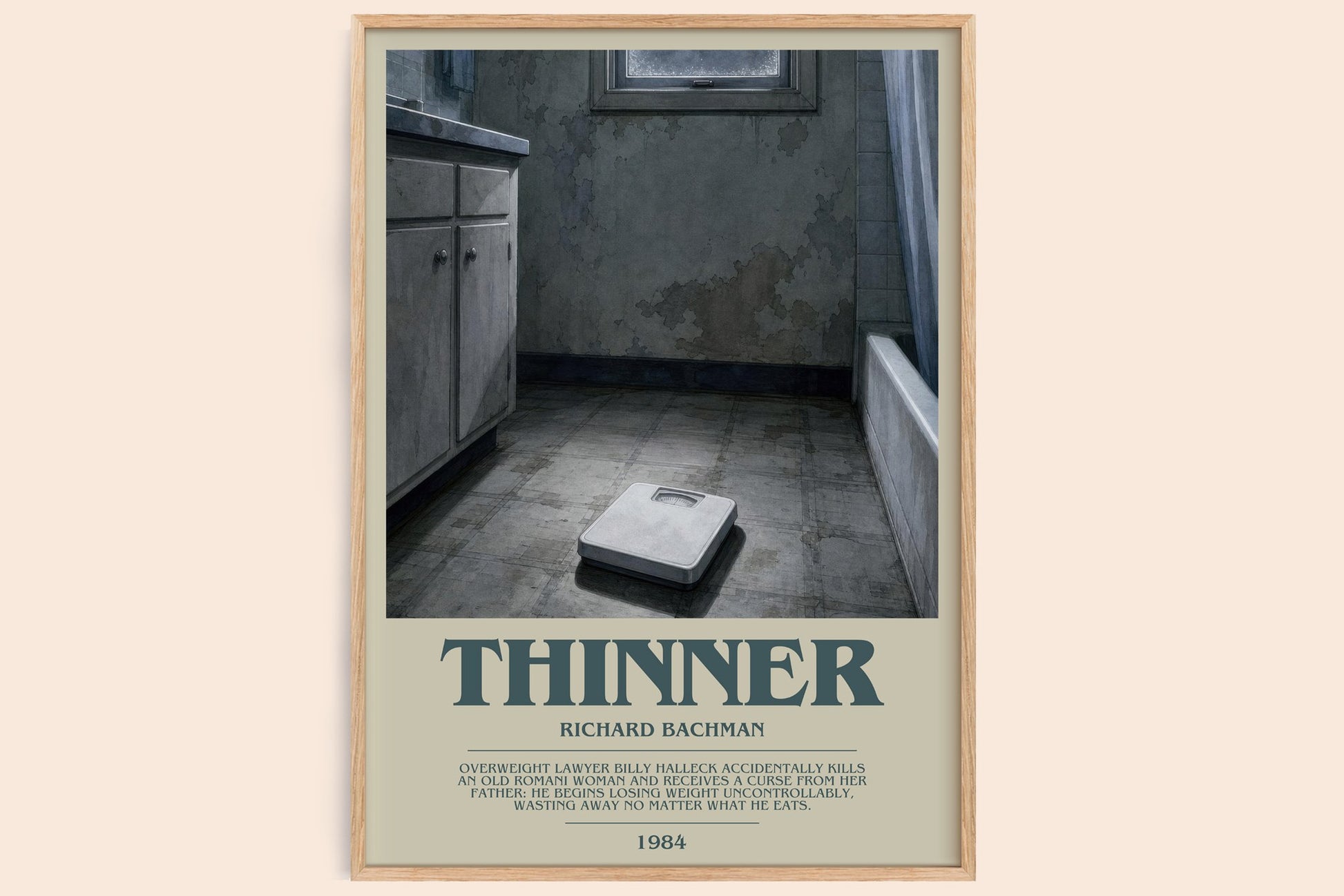 Thinner bookish book poster by Richard Bachman – framed literary art print