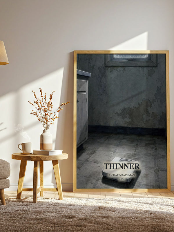 Thinner watercolour print in frame leaning in hallway – horror wall art