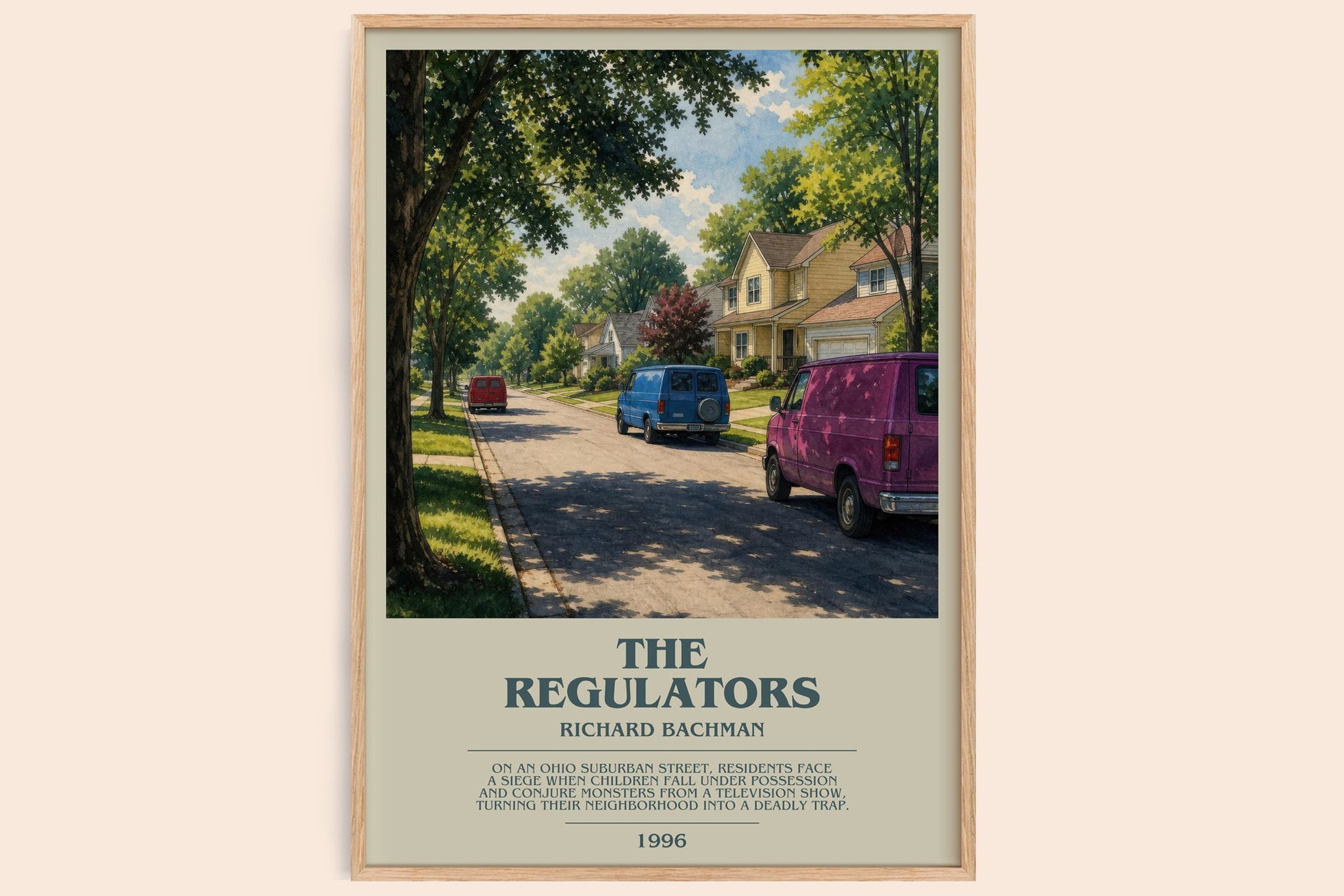The Regulators bookish book poster by Richard Bachman – framed literary art print