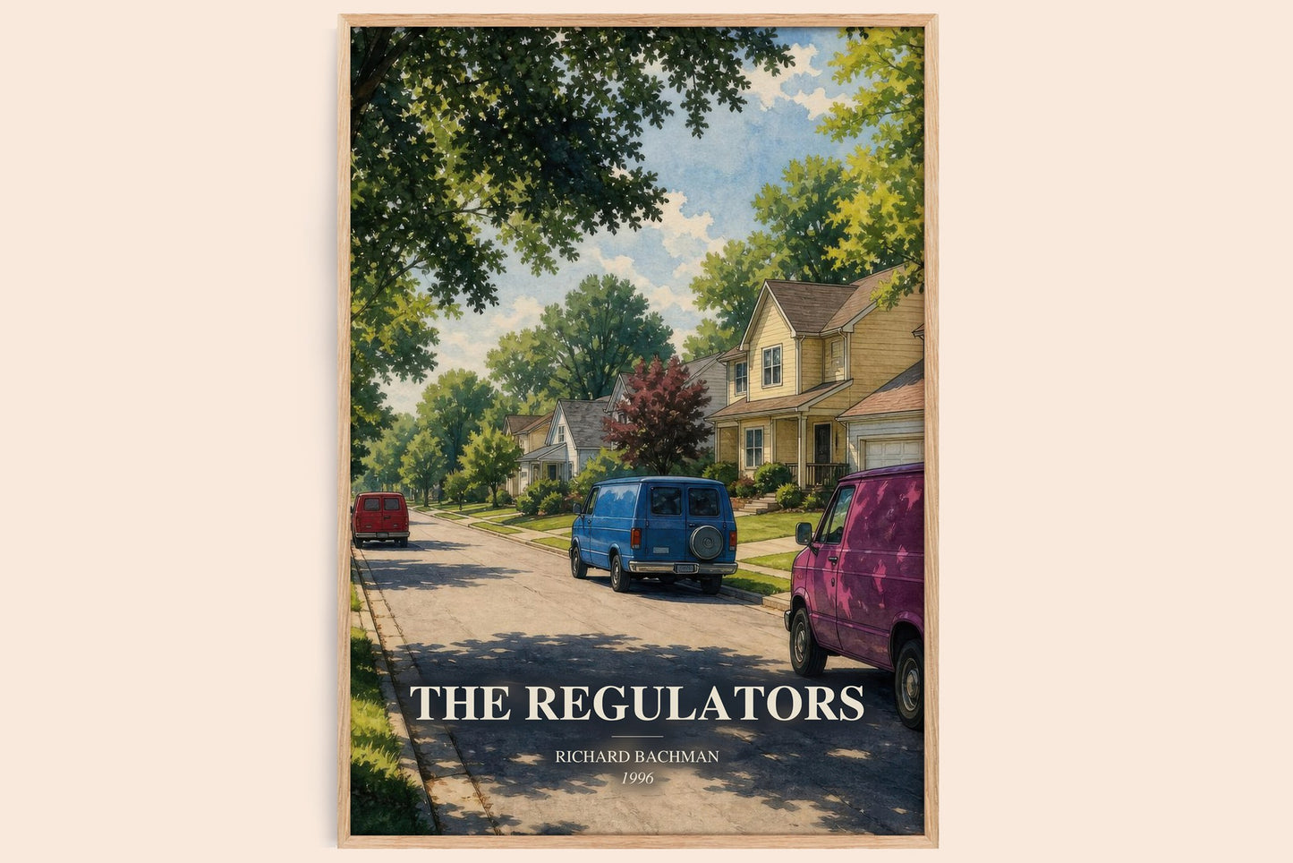 The Regulators watercolour book poster by Richard Bachman – framed literary art print