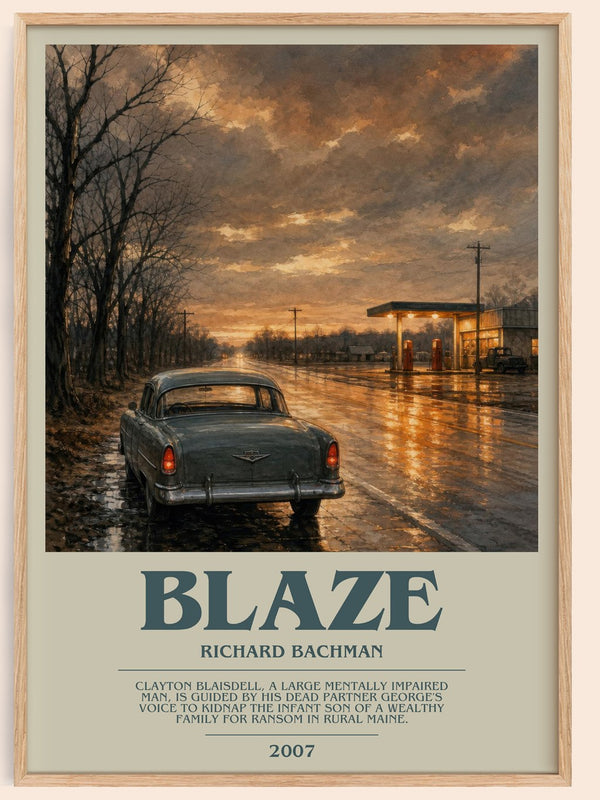 Blaze bookish book poster by Richard Bachman – framed literary art print