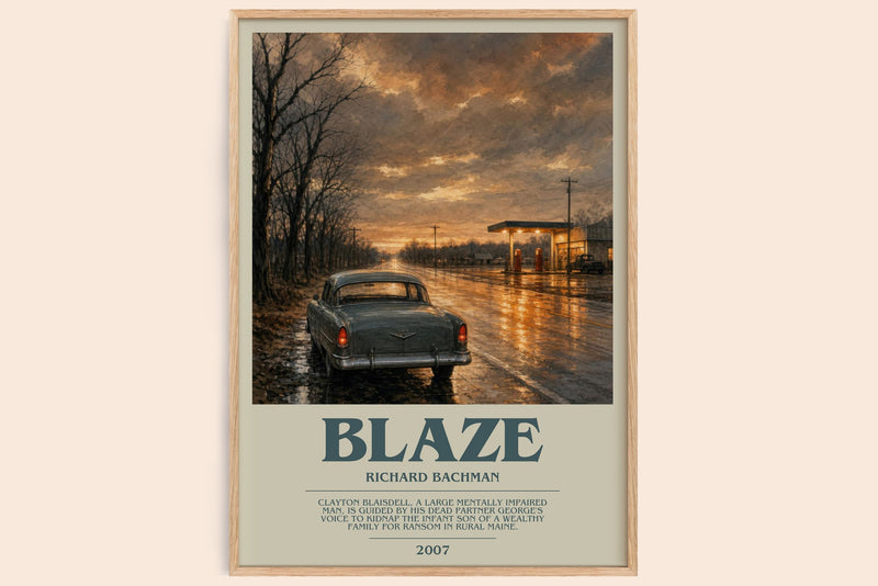 Blaze bookish book poster by Richard Bachman – framed literary art print