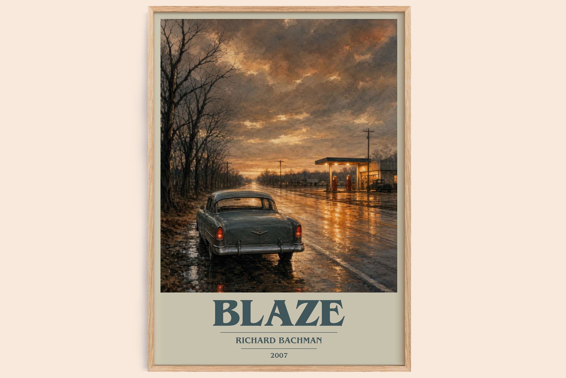 Blaze book cover book poster by Richard Bachman – framed literary art print