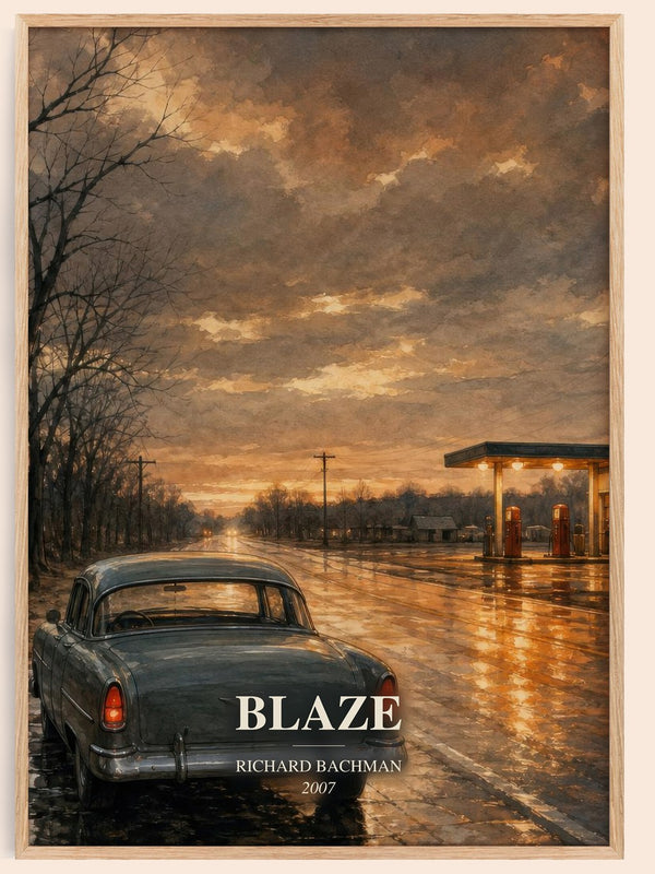 Blaze watercolour book poster by Richard Bachman – framed literary art print