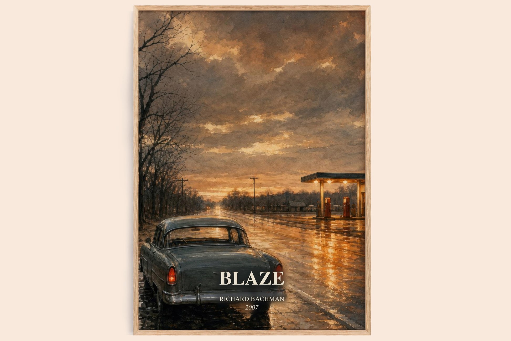 Blaze watercolour book poster by Richard Bachman – framed literary art print