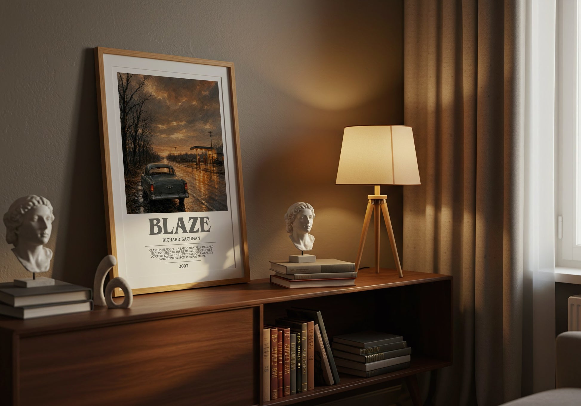 Blaze bookish book poster framed on wall – thriller wall art