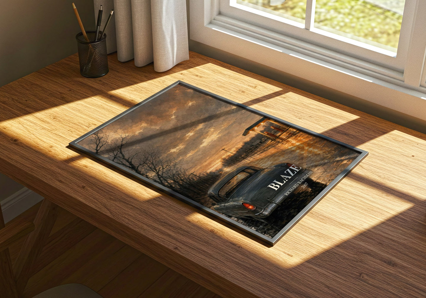 Blaze watercolour book poster framed on wall – thriller wall art