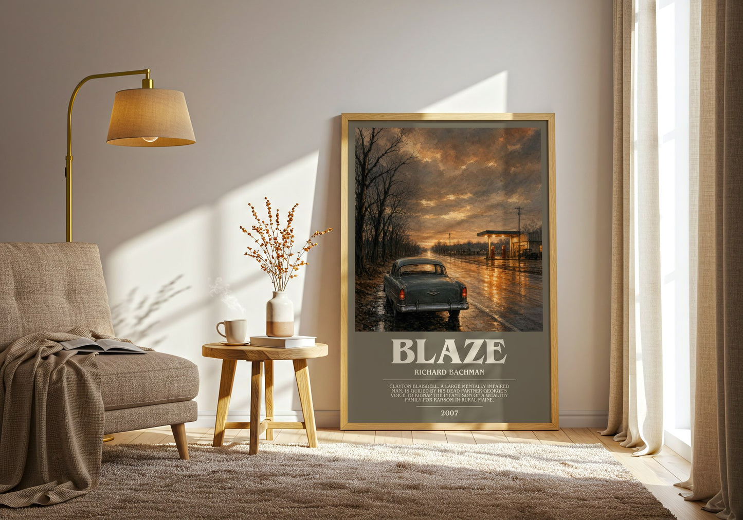 Blaze bookish print on bookshelf – Richard Bachman fan gift