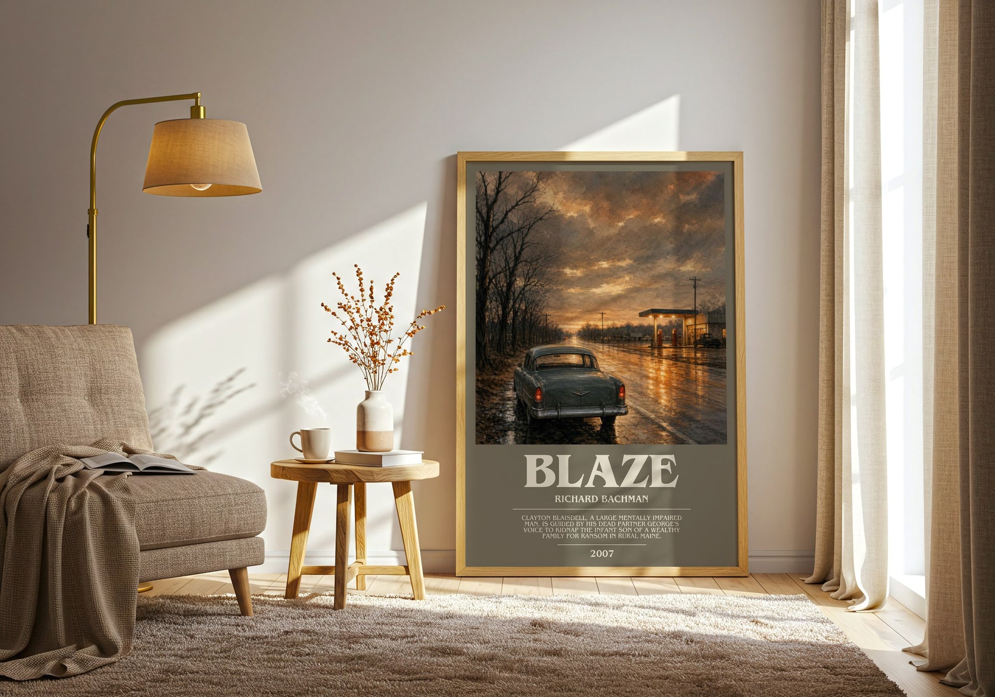 Blaze bookish print on bookshelf – Richard Bachman fan gift