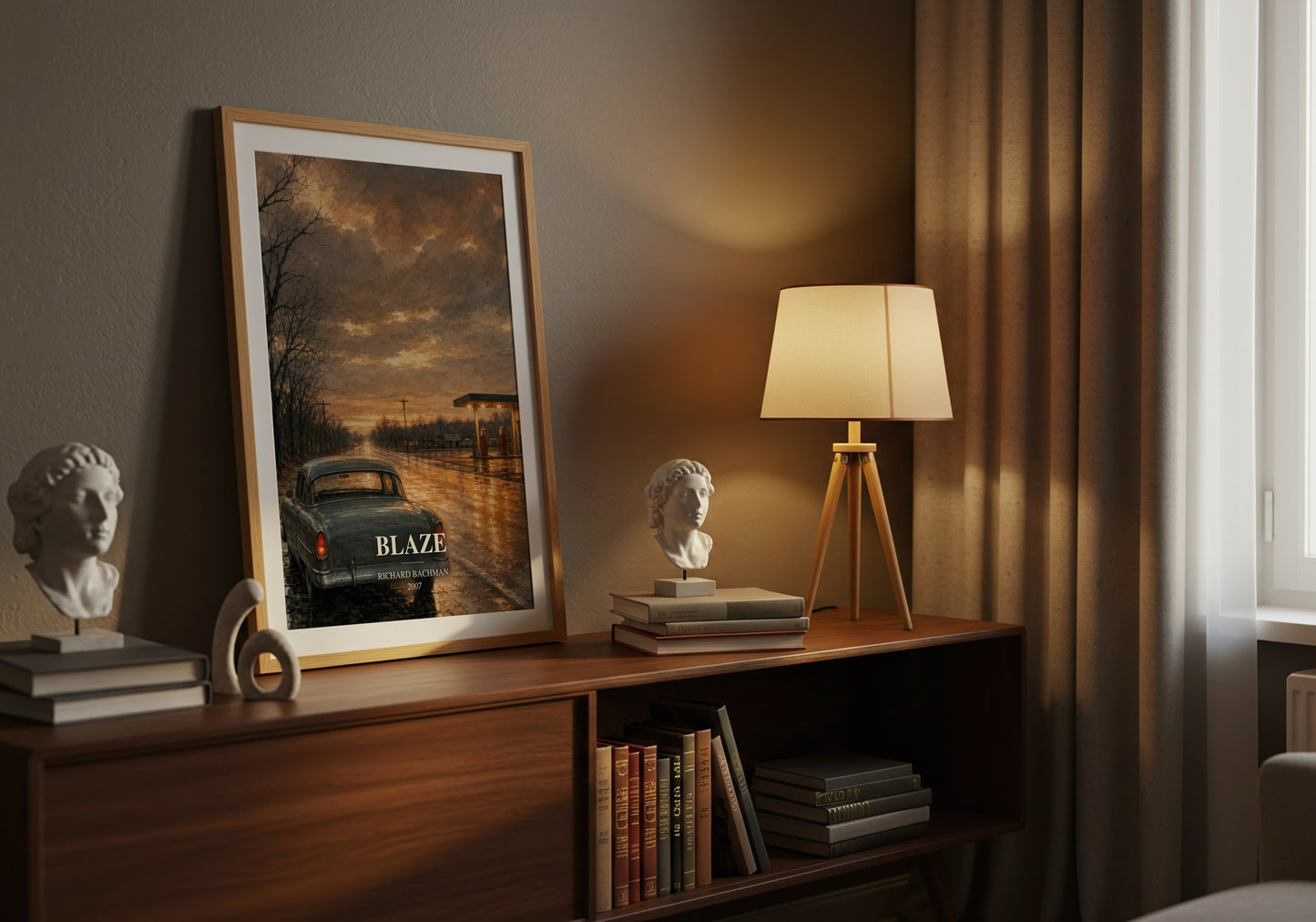 Blaze watercolour print on bookshelf – Richard Bachman fan gift