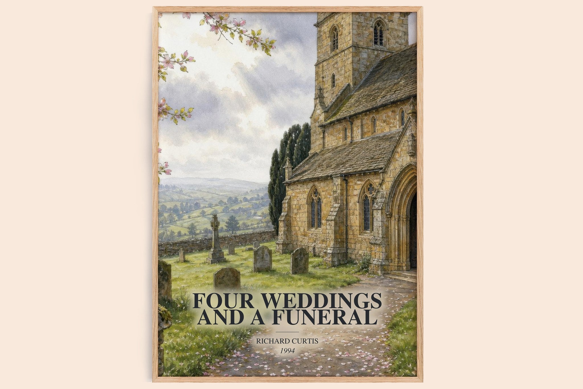 Four Weddings And A Funeral Book Watercolour Illustration by Richard Curtis