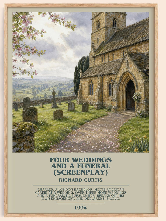 Four Weddings And A Funeral (Screenplay) Bookish Wall Art by R. Curtis