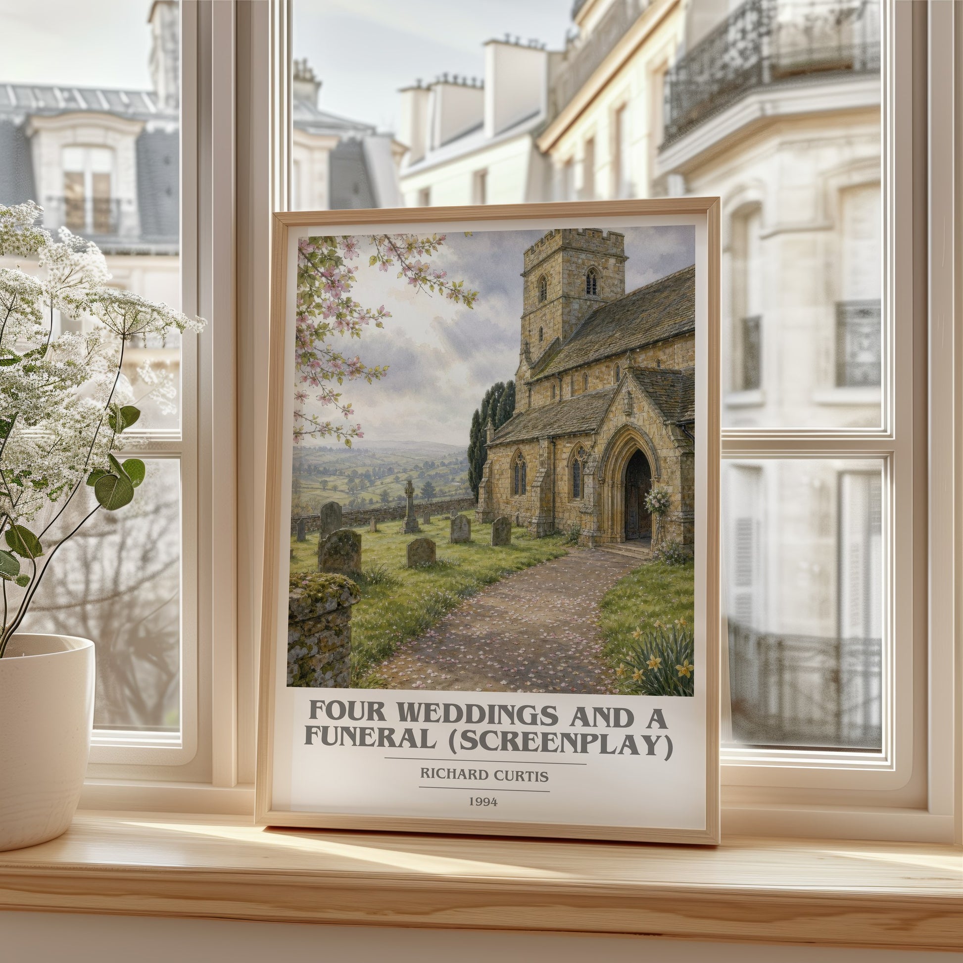Four Weddings And A Funeral (Screenplay) book cover poster colour and style options – Richard Curtis book art