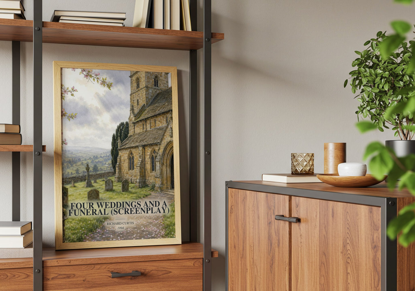 Four Weddings And A Funeral (Screenplay) book watercolour illustration paper finish options – matte satin gloss