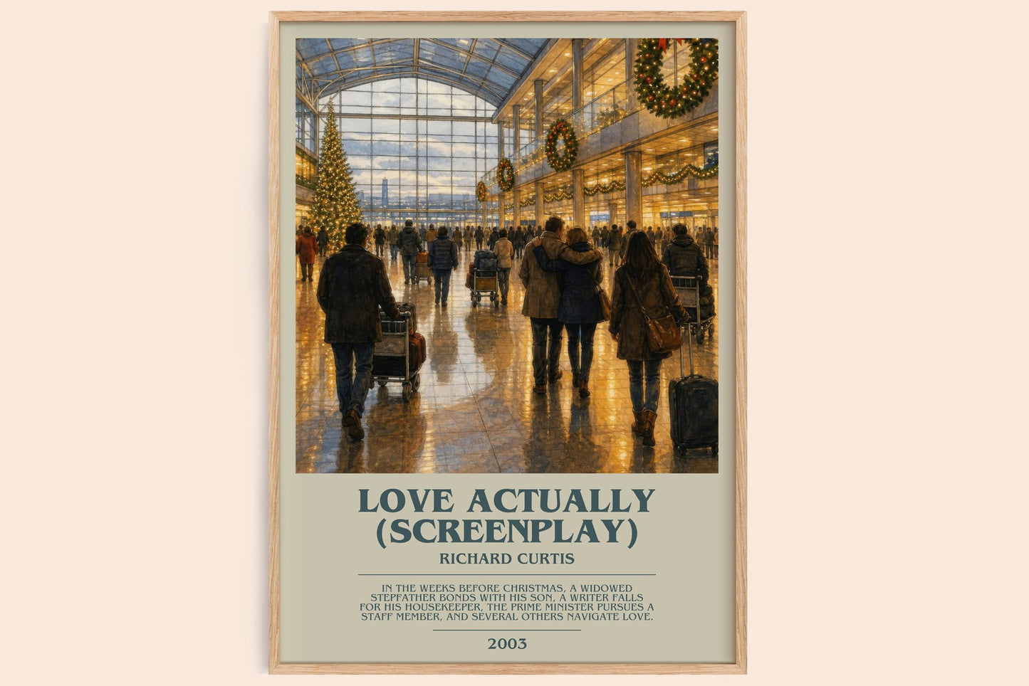 Love Actually (Screenplay) bookish book poster by Richard Curtis – framed literary art print