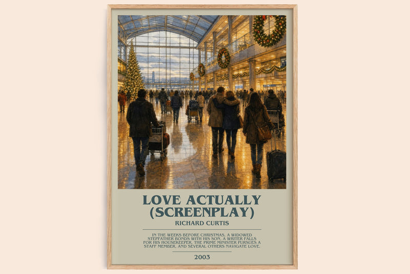 Love Actually (Screenplay) bookish book poster by Richard Curtis – framed literary art print