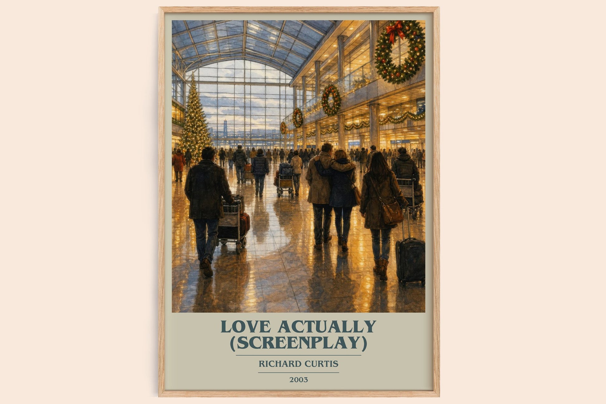 Love Actually (Screenplay) book cover book poster by Richard Curtis – framed literary art print