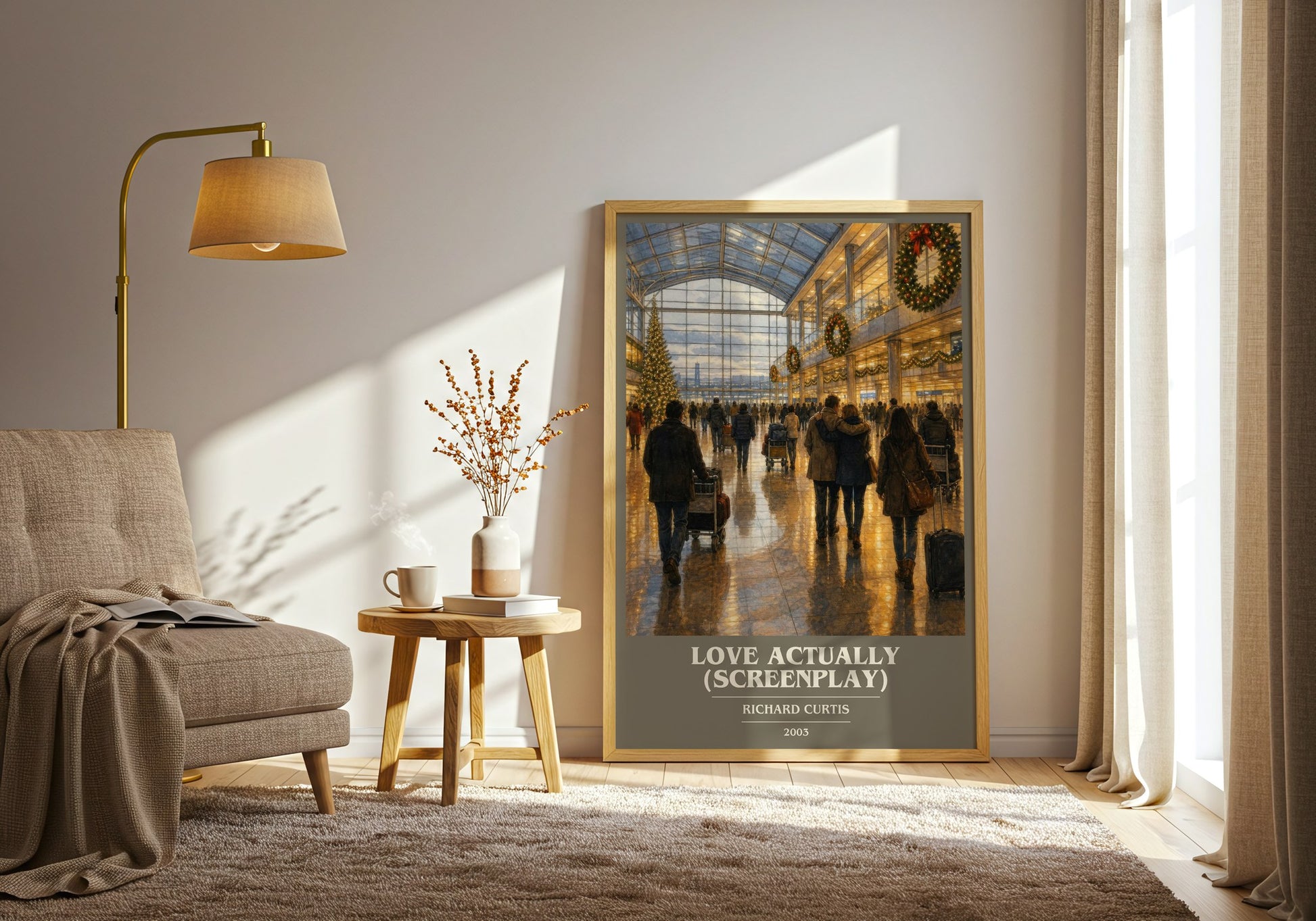 Love Actually (Screenplay) book cover print on bookshelf – Richard Curtis fan gift