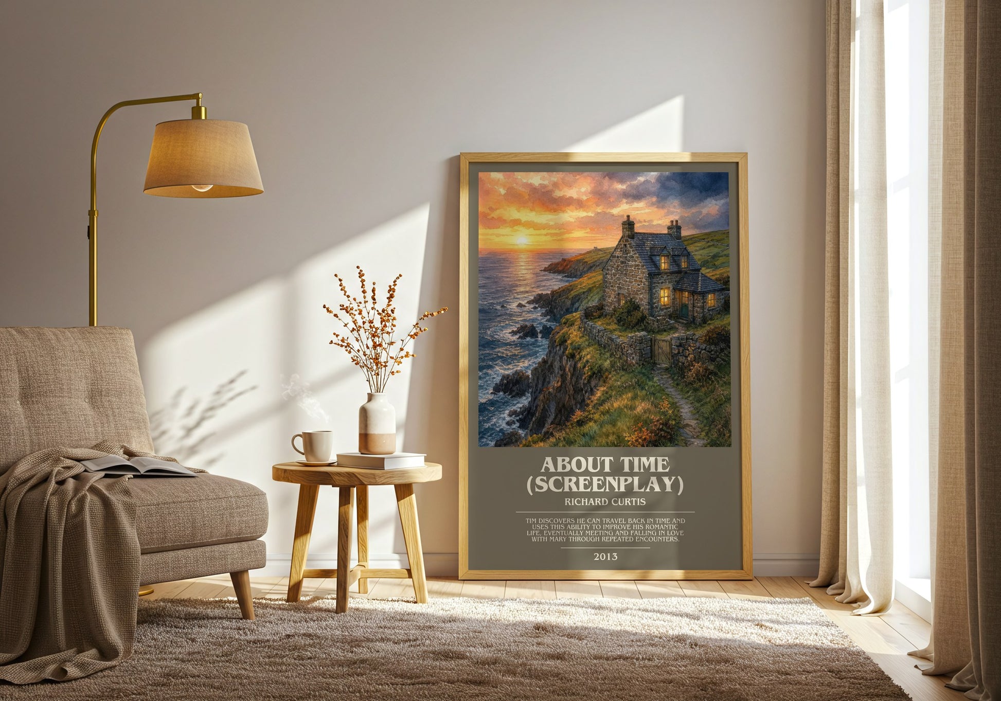 About Time (Screenplay) bookish print on bookshelf – Richard Curtis fan gift