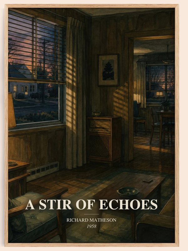 A Stir Of Echoes watercolour book poster by Richard Matheson – framed literary art print