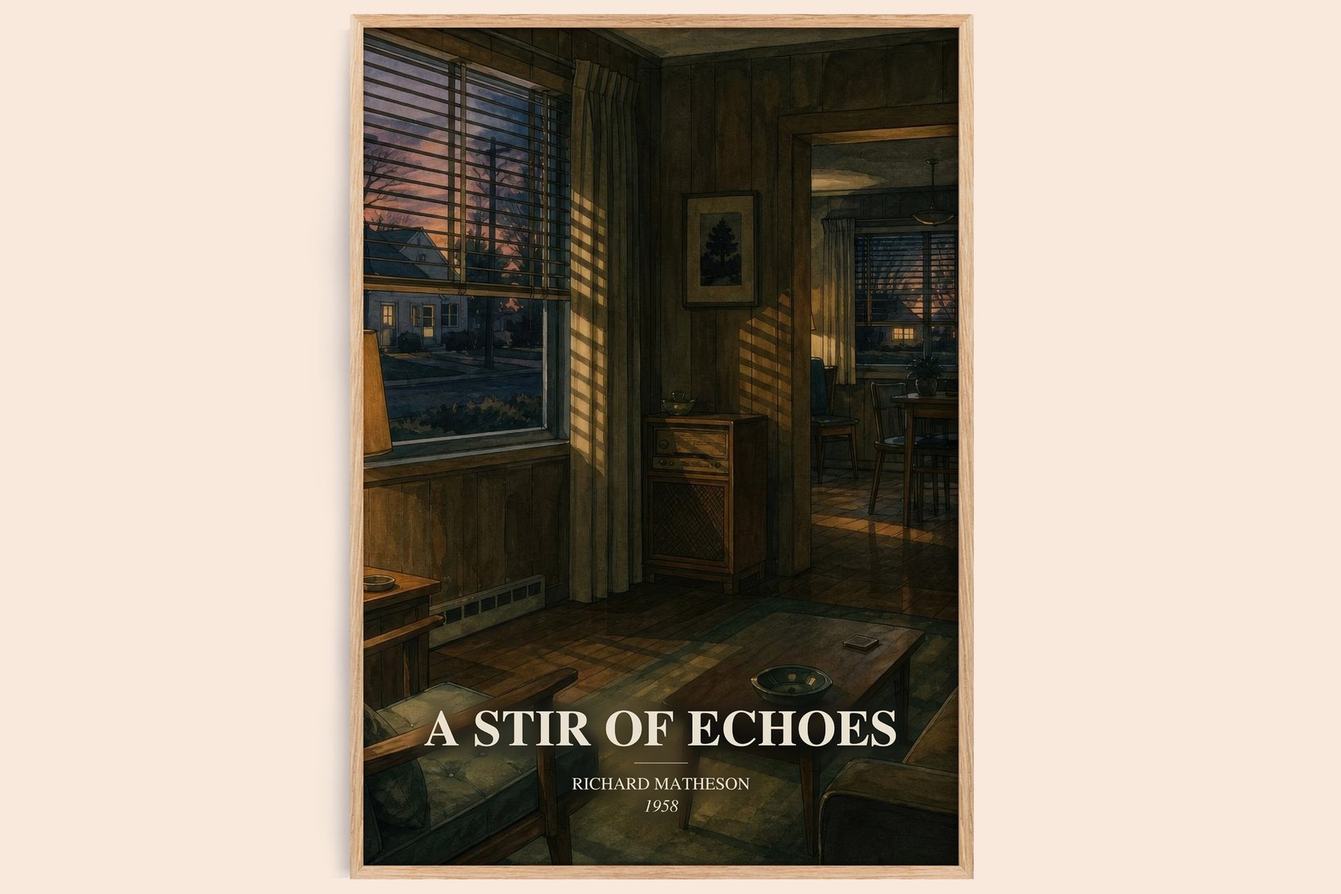A Stir Of Echoes watercolour book poster by Richard Matheson – framed literary art print